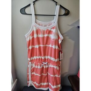 Limited Too Girls Coral Tie-Dye Terry Romper XL 16/18‎ NWT